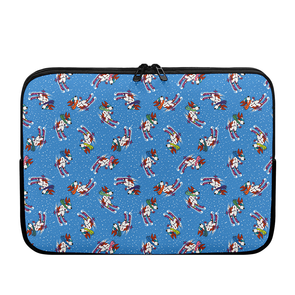 Skiing Dog Pattern Print Laptop Sleeve