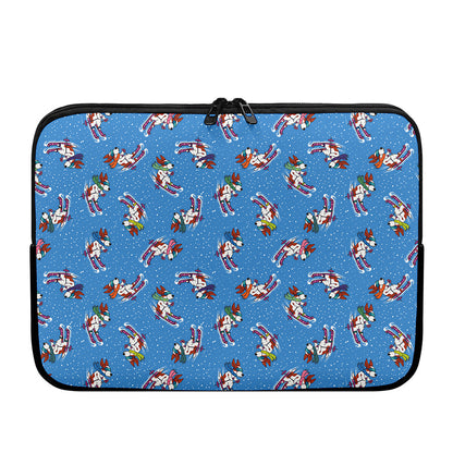 Skiing Dog Pattern Print Laptop Sleeve
