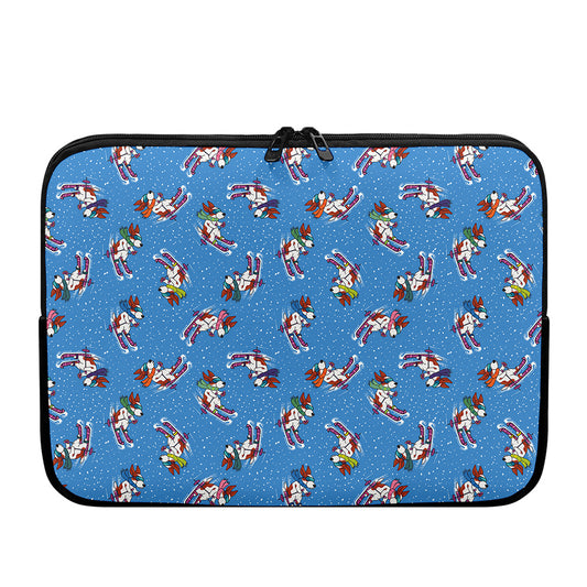 Skiing Dog Pattern Print Laptop Sleeve