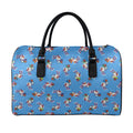 Skiing Dog Pattern Print Leather Duffel Bag