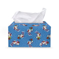 Skiing Dog Pattern Print Leather Tissue Box Cover