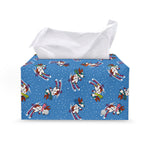 Skiing Dog Pattern Print Leather Tissue Box Cover