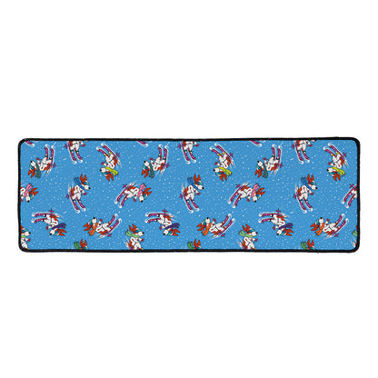 Skiing Dog Pattern Print Long Kitchen Mat
