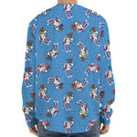 Skiing Dog Pattern Print Long Sleeve Baseball Jersey