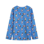 Skiing Dog Pattern Print Long Sleeve Short Coat