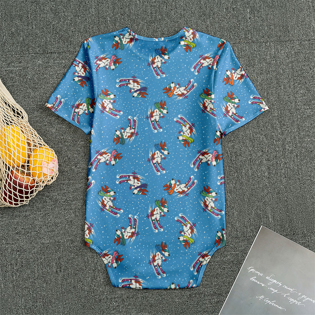 Skiing Dog Pattern Print Men's Bodysuit
