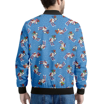 Skiing Dog Pattern Print Men's Bomber Jacket