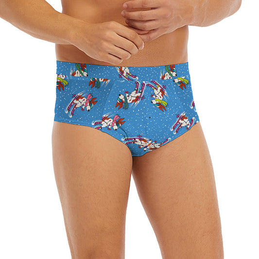 Skiing Dog Pattern Print Men's Briefs