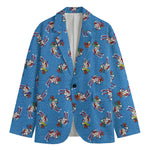 Skiing Dog Pattern Print Men's Cotton Blazer