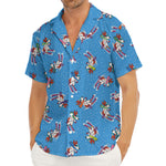 Skiing Dog Pattern Print Men's Deep V-Neck Shirt