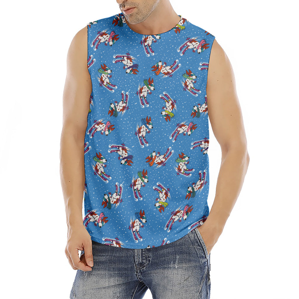 Skiing Dog Pattern Print Men's Fitness Tank Top