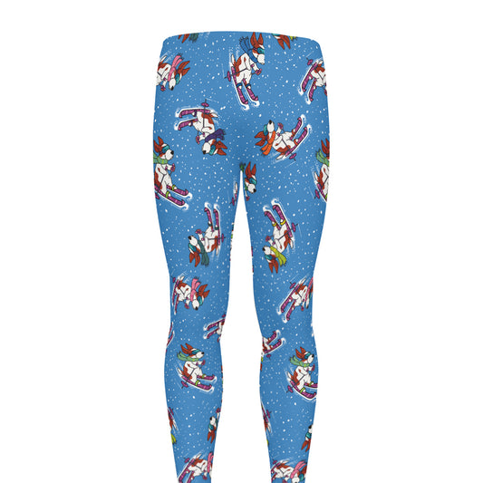 Skiing Dog Pattern Print Men's leggings