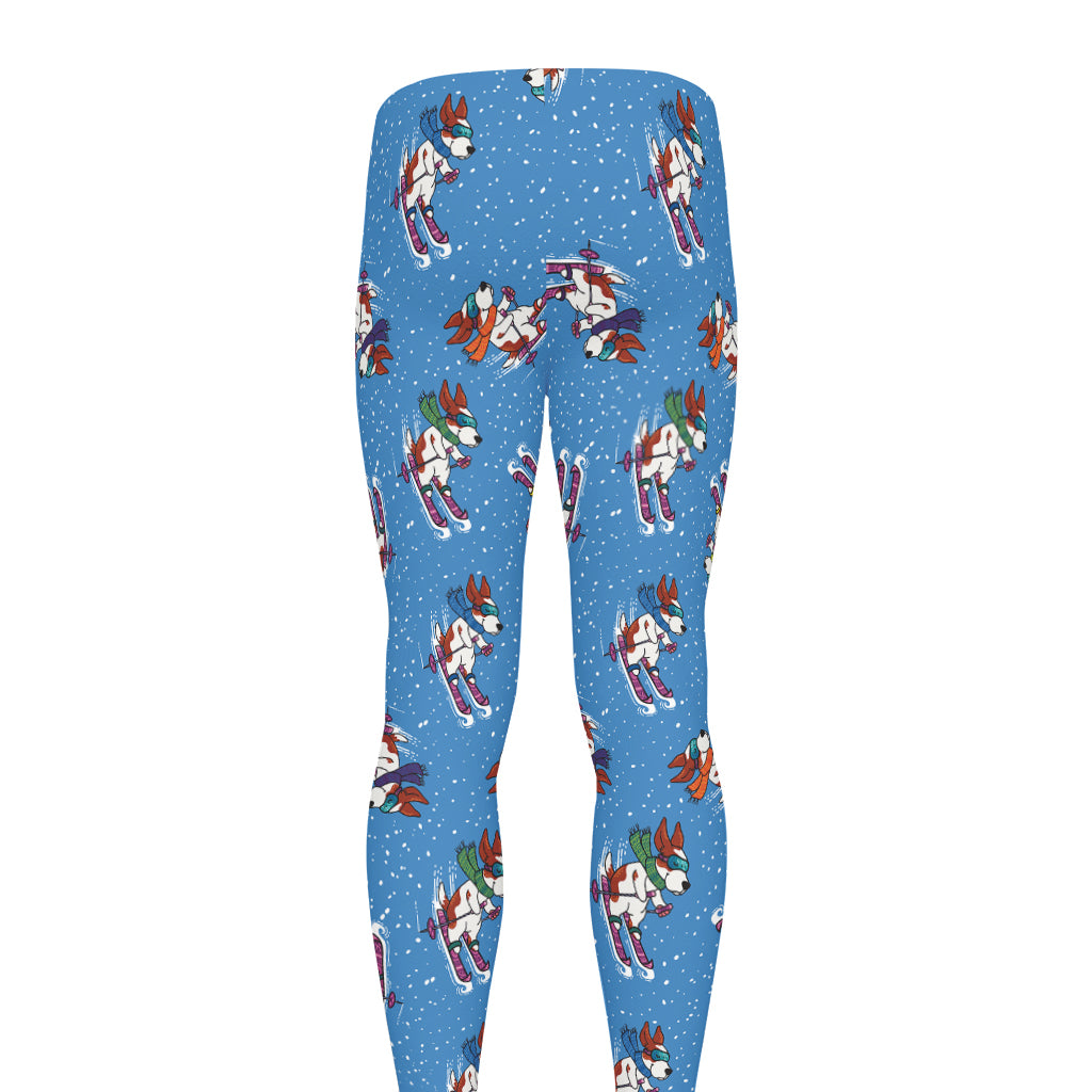 Skiing Dog Pattern Print Men's leggings