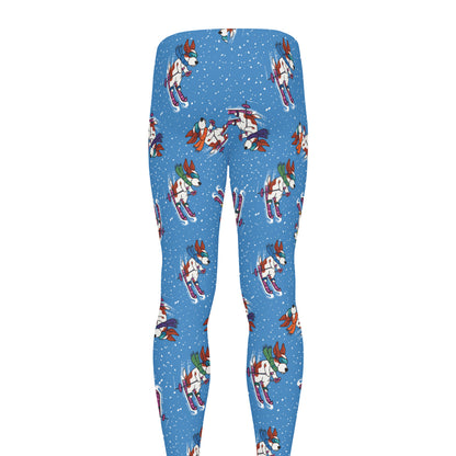 Skiing Dog Pattern Print Men's leggings