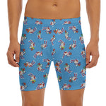 Skiing Dog Pattern Print Men's Long Boxer Briefs