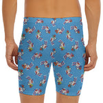 Skiing Dog Pattern Print Men's Long Boxer Briefs