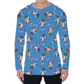 Skiing Dog Pattern Print Men's Long Sleeve T-Shirt