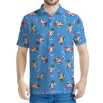Skiing Dog Pattern Print Men's Polo Shirt