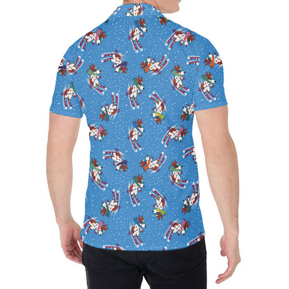 Skiing Dog Pattern Print Men's Shirt