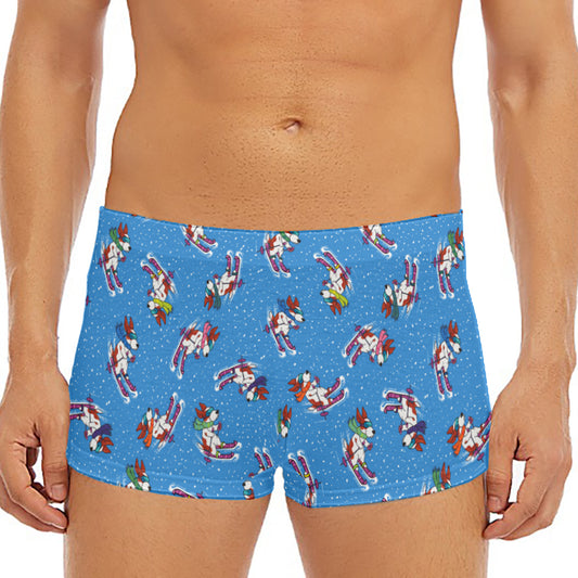 Skiing Dog Pattern Print Men's Short Boxer Briefs