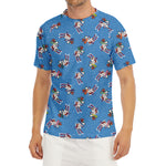 Skiing Dog Pattern Print Men's Short Sleeve Rash Guard