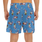 Skiing Dog Pattern Print Men's Split Running Shorts