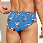 Skiing Dog Pattern Print Men's Swim Briefs