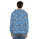 Skiing Dog Pattern Print Men's Velvet Pullover Hoodie