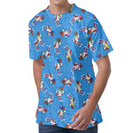 Skiing Dog Pattern Print Men's Velvet T-Shirt