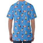 Skiing Dog Pattern Print Men's Velvet T-Shirt