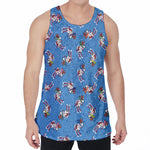 Skiing Dog Pattern Print Men's Velvet Tank Top