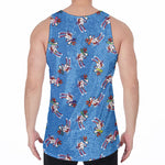Skiing Dog Pattern Print Men's Velvet Tank Top