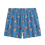 Skiing Dog Pattern Print Mesh Shorts