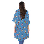 Skiing Dog Pattern Print Open Front Beach Cover Up