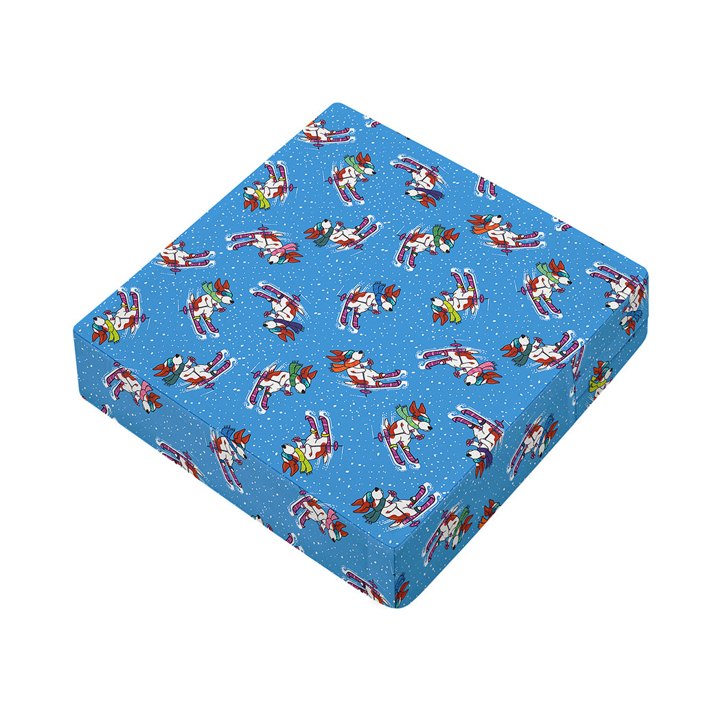 Skiing Dog Pattern Print Outdoor Seat Cushion Cover
