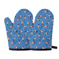 Skiing Dog Pattern Print Oven Mitts