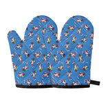 Skiing Dog Pattern Print Oven Mitts