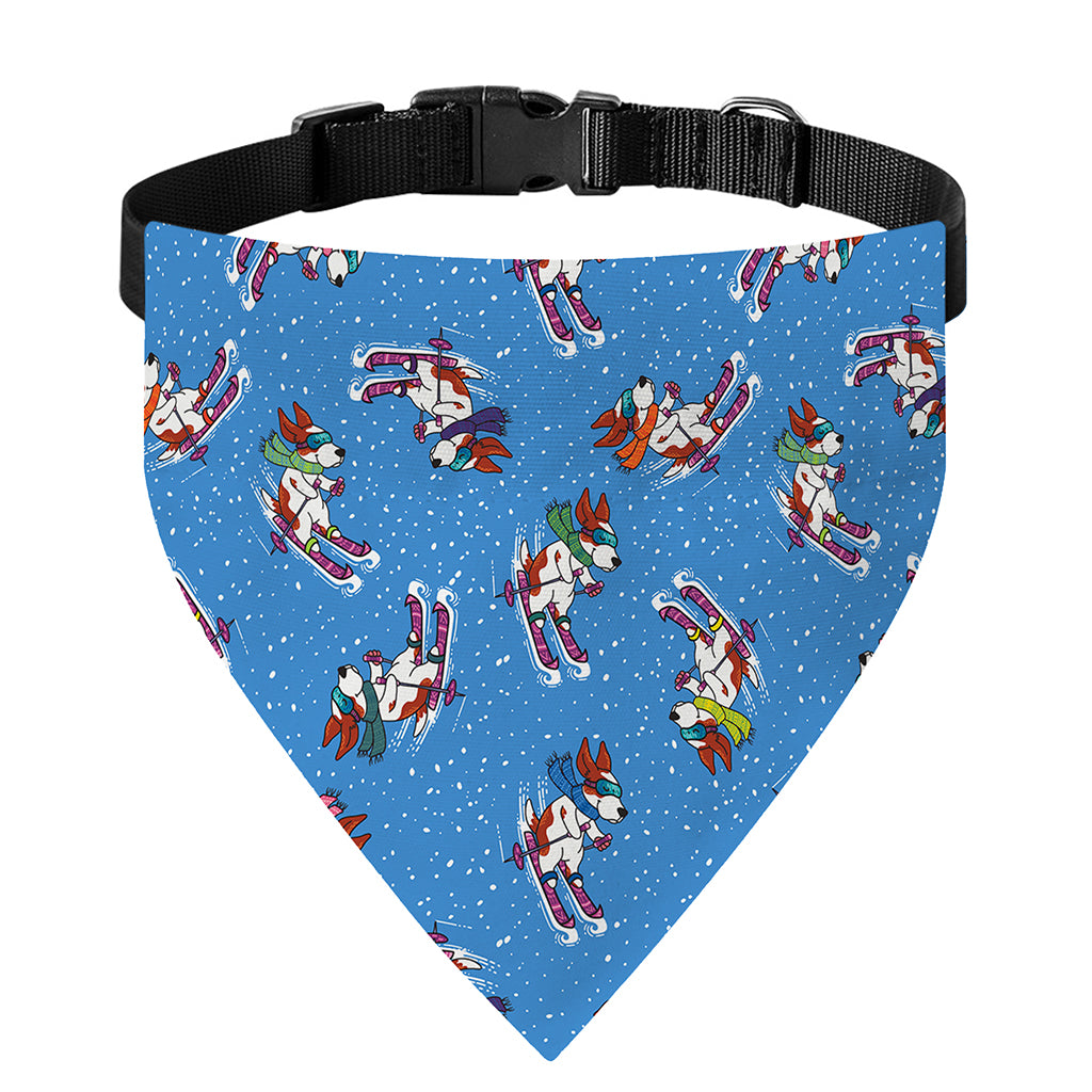 Skiing Dog Pattern Print Over The Collar Dog Bandana