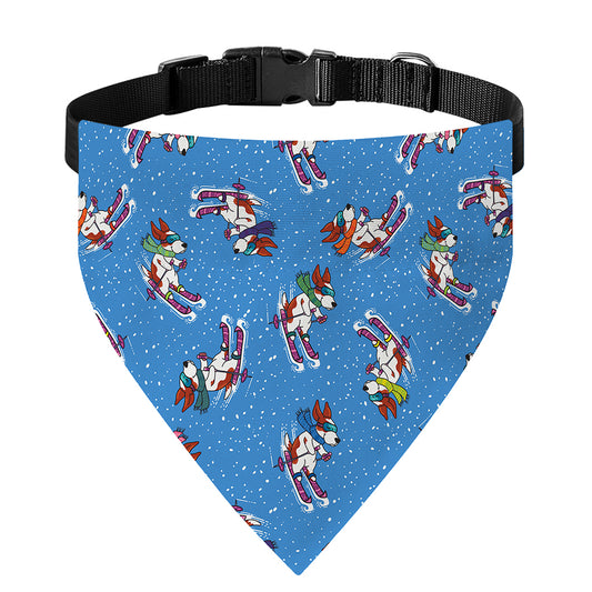 Skiing Dog Pattern Print Over The Collar Dog Bandana
