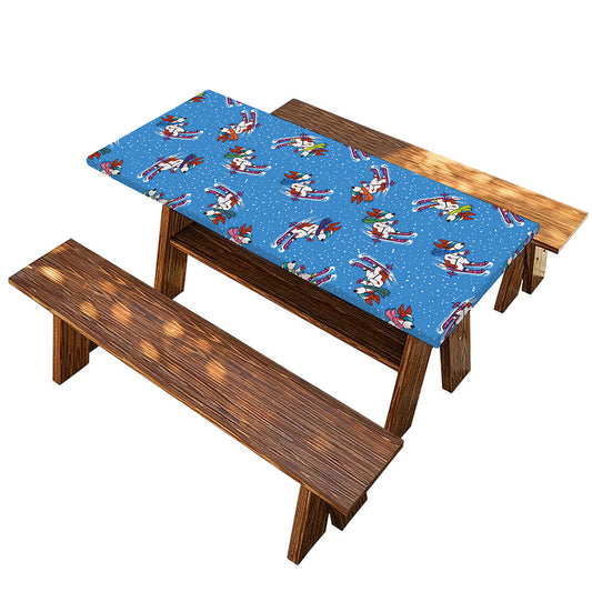 Skiing Dog Pattern Print Picnic Table Cover