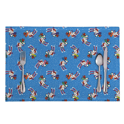 Skiing Dog Pattern Print Placemat