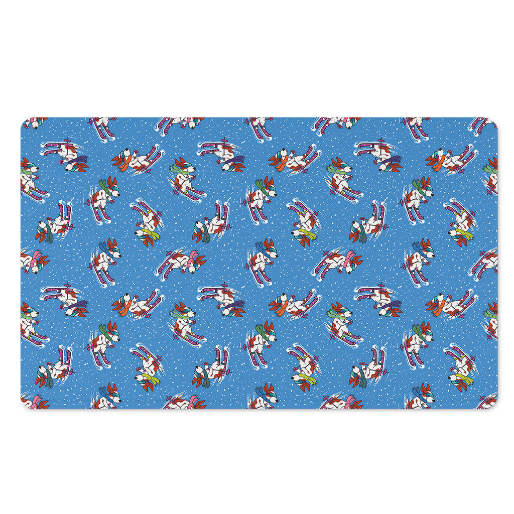 Skiing Dog Pattern Print Polyester Doormat