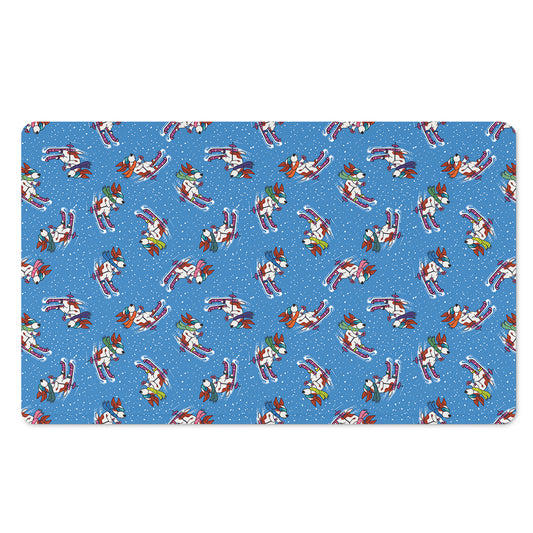 Skiing Dog Pattern Print Polyester Doormat