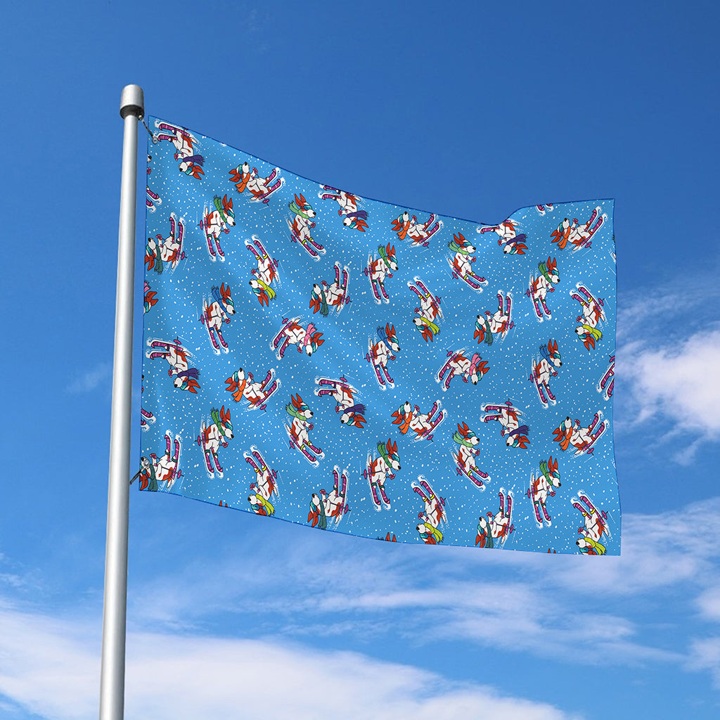 Skiing Dog Pattern Print Polyester Flag