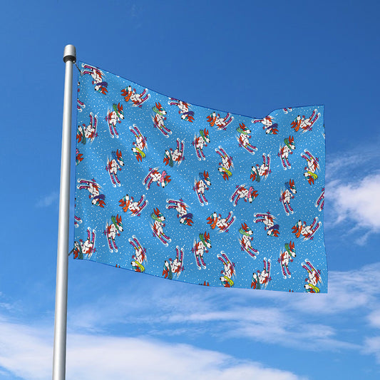 Skiing Dog Pattern Print Polyester Flag