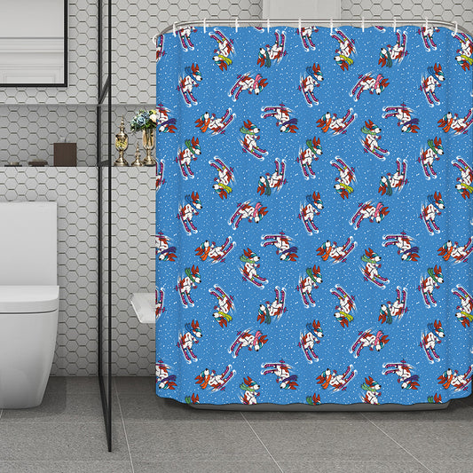Skiing Dog Pattern Print Polyester Shower Curtain