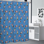 Skiing Dog Pattern Print Premium Shower Curtain