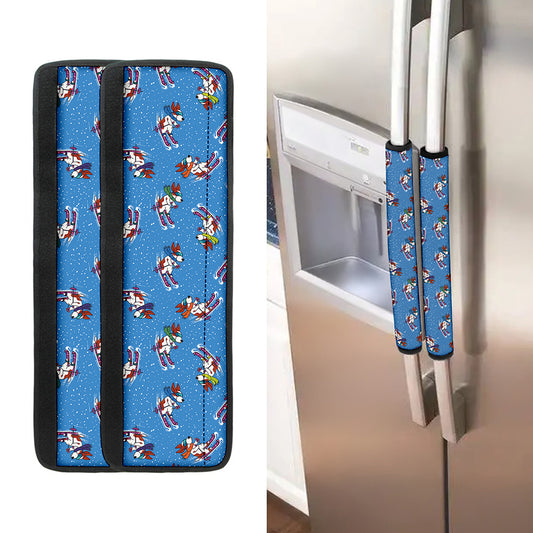 Skiing Dog Pattern Print Refrigerator Handle Covers