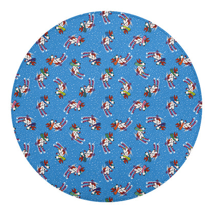 Skiing Dog Pattern Print Round Blanket