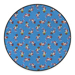 Skiing Dog Pattern Print Round Floor Mat
